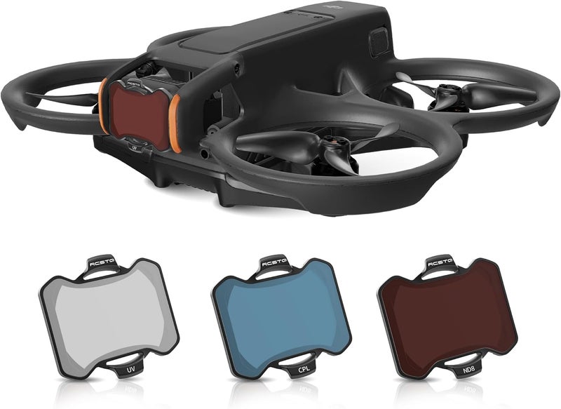 RCGEEK مجموعة فلاتر ND لملحقات DJI Avata 2، 3 عبوات من فلاتر عدسة كاميرا جيمبال بلاستيكية لـ DJI Avata 2 (CPL، UV، ND8) - Image 1